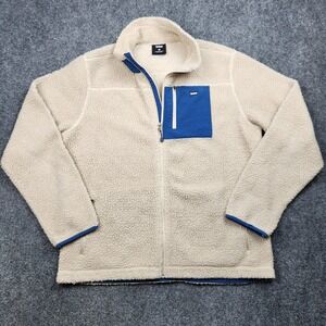 Teton Gravity Research Fleece Jacket Mens XL Beige Sherpa Full Zip Ski Outdoor